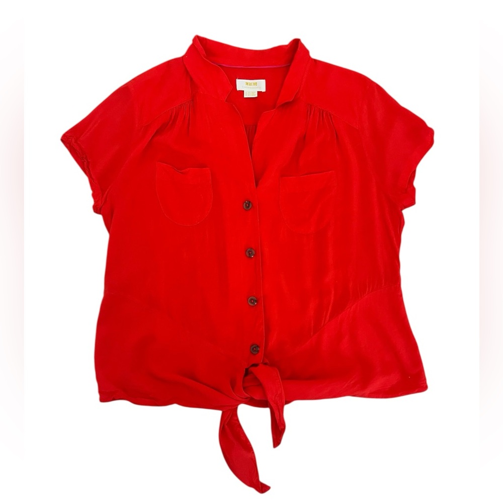 Maeve Anthropologie Orange Tie Hem Button Up Blouse 💫